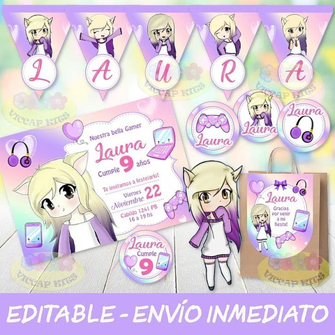 Kit Imprimible Lyna Youtuber 100% Editable Candy Bar