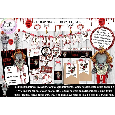 Kit Imprimible Candy Bar Payaso It Pennywise 100% Editable