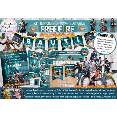Kit Imprimible Candy Bar Freefire Free Fire 100% Editable
