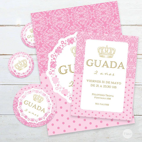 Kit Imprimible Coronita De Reina Rosa Tukit