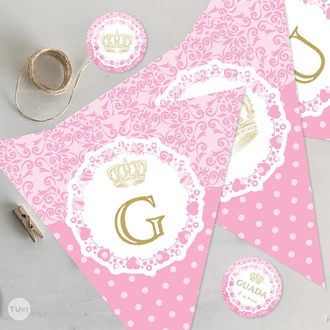 Kit Imprimible Coronita De Reina Rosa Tukit