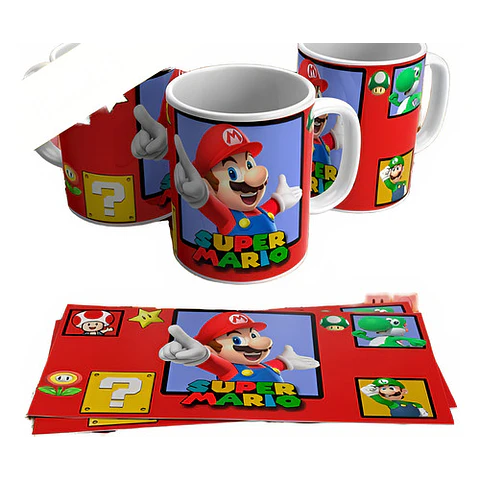 Kit Diseños Plantillas Tazas Super Mario Bros Sublimación