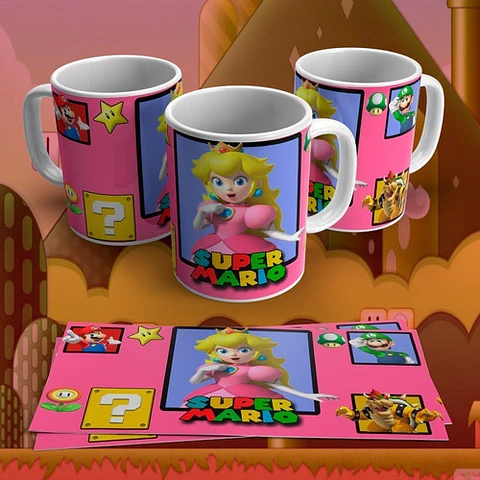 Kit Diseños Plantillas Tazas Super Mario Bros Sublimación