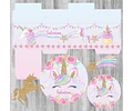 Kit Imprimible Unicornio Glitter Cupcake Textos Editables