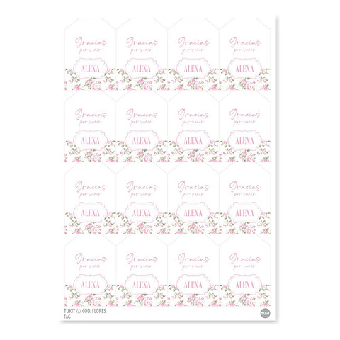 Tarjetas Tag Imprimible Flores Rosas Tukit