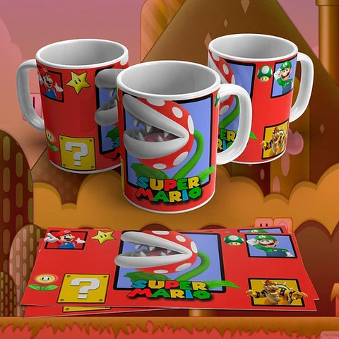 Kit Diseños Plantillas Tazas Super Mario Bros Sublimación