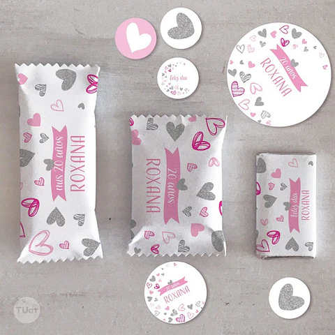 Kit Imprimible Corazon Corazones Rosas Fuxia Tukit