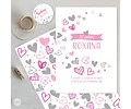 Kit Imprimible Corazon Corazones Rosas Fuxia Tukit