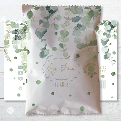 Chips Bags Bolsita Golosinera Imprimible Hojas Eucalipto