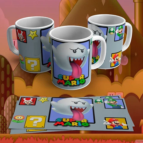 Kit Diseños Plantillas Tazas Super Mario Bros Sublimación