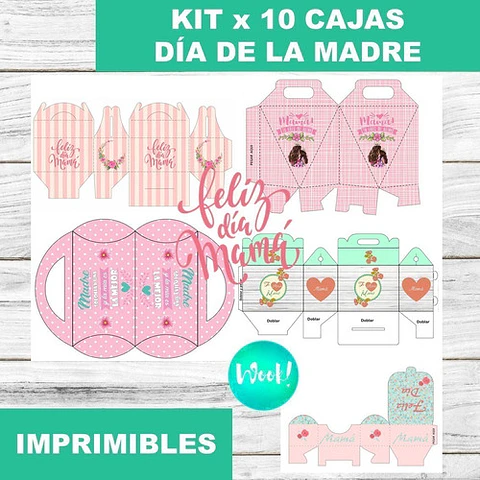 Kit X 10 Cajas Imprimibles Día De La Madre