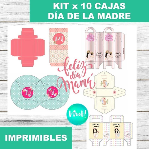 Kit X 10 Cajas Imprimibles Día De La Madre