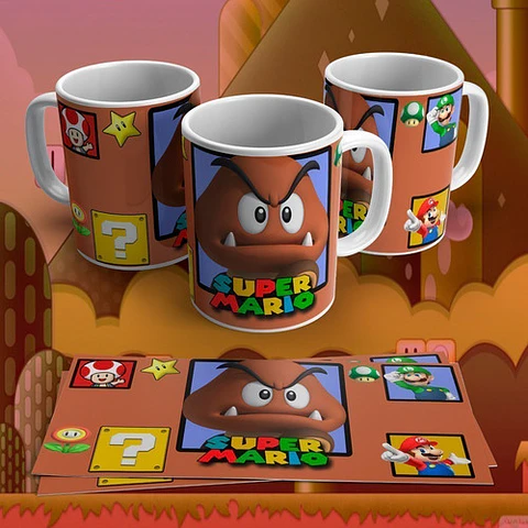 Kit Diseños Plantillas Tazas Super Mario Bros Sublimación