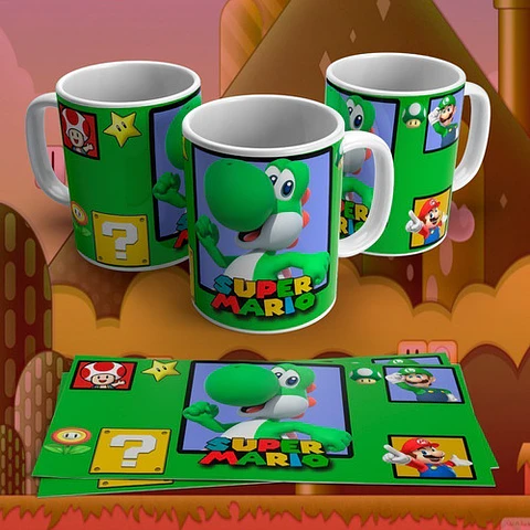 Kit Diseños Plantillas Tazas Super Mario Bros Sublimación