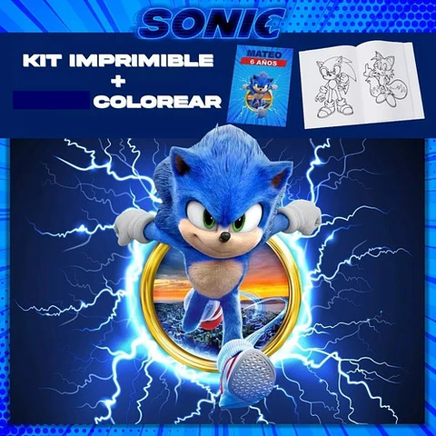 Kit Imprimible Sonic Editable + Libro Para Colorear