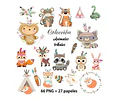 Kit Colección Cliparts+papeles Animales Tribales Nórdicos