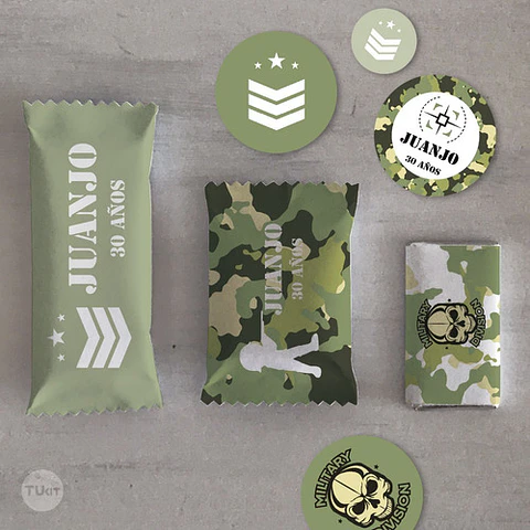 Kit Imprimible Camuflado Candy Bar Tukit