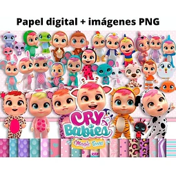 Kit Cliparts Png Y Papeles Digitales Bebés Llorones 