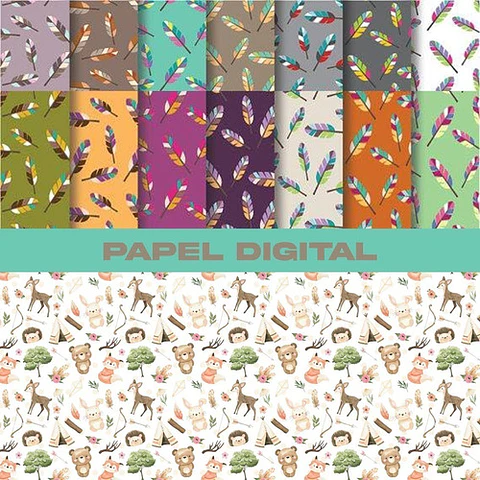 Kit Colección Cliparts+papeles Animales Tribales Nórdicos