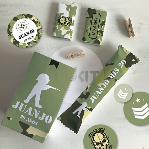 Kit Imprimible Camuflado Candy Bar Tukit