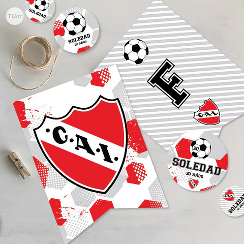 Kit Imprimible Futbol Pelota Independiente Rojo Candy Bar