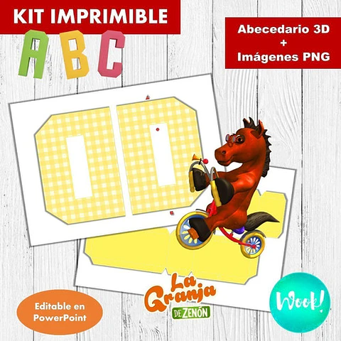 Kit Imprimible Letras 3d Editables La Granja De Zenón 