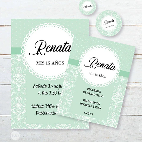 Kit Imprimible Wedding Boda 15 Años Verde Candy Bar Tukit