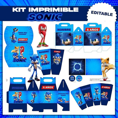 Kit Imprimible Sonic Editable + Libro Para Colorear