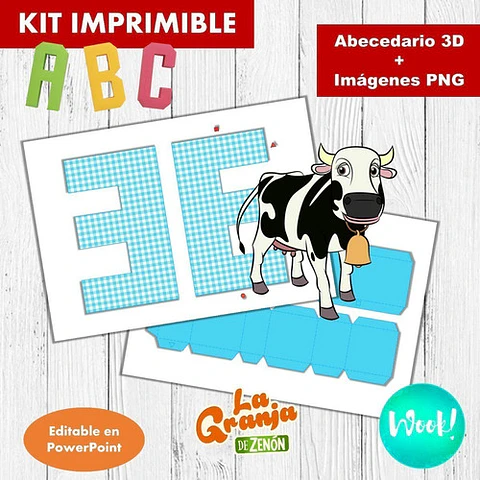 Kit Imprimible Letras 3d Editables La Granja De Zenón 