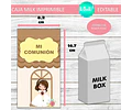Caja Milk Box Imprimible Comunión Nena