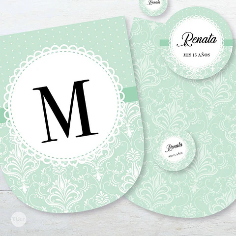 Kit Imprimible Wedding Boda 15 Años Verde Candy Bar Tukit