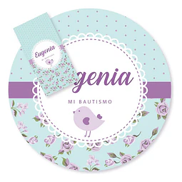 Kit Imprimible Pajarito Y Flores Violeta Lila - Candy Bar