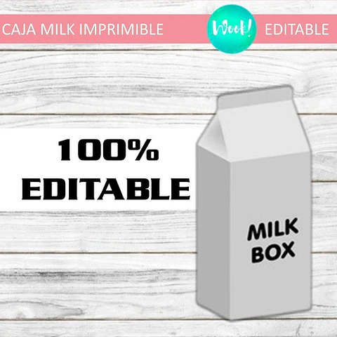 Caja Milk Box Imprimible Comunión Nena