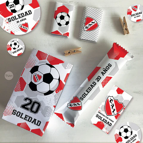 Kit Imprimible Futbol Pelota Independiente Rojo Candy Bar
