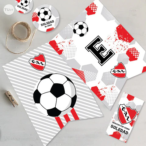 Kit Imprimible Futbol Pelota Independiente Rojo Candy Bar