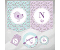 Kit Imprimible Pajarito Y Flores Violeta Lila - Candy Bar