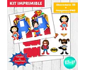 Kit Imprimible Letras 3d Superhéroes Nenas Editable Y 