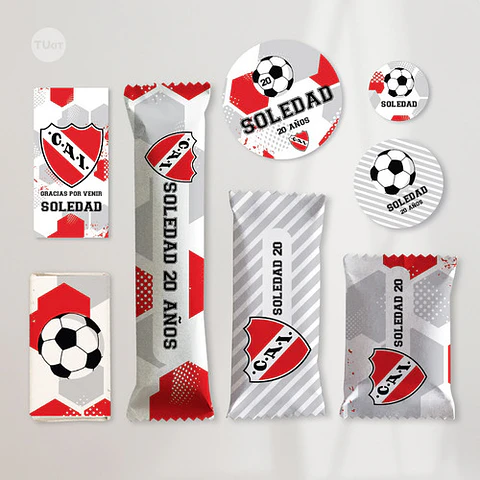 Kit Imprimible Futbol Pelota Independiente Rojo Candy Bar