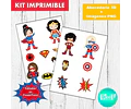 Kit Imprimible Letras 3d Superhéroes Nenas Editable Y 