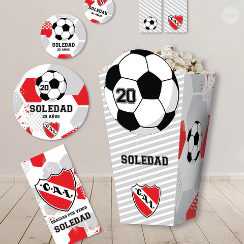Kit Imprimible Futbol Pelota Independiente Rojo Candy Bar