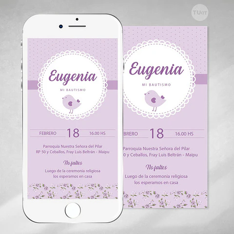 Kit Imprimible Pajarito Y Flores Violeta Lila - Candy Bar