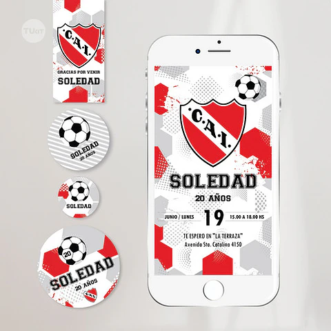 Kit Imprimible Futbol Pelota Independiente Rojo Candy Bar
