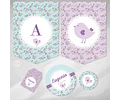 Kit Imprimible Pajarito Y Flores Violeta Lila - Candy Bar
