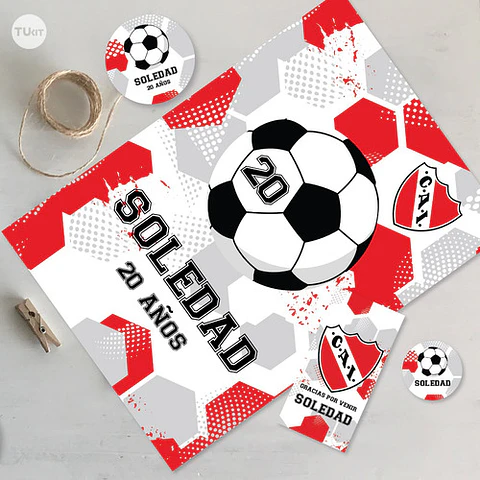 Kit Imprimible Futbol Pelota Independiente Rojo Candy Bar