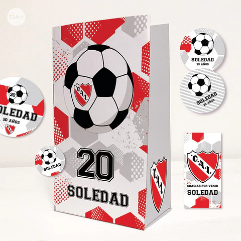 Kit Imprimible Futbol Pelota Independiente Rojo Candy Bar