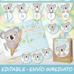 Kit Imprimible Koala Nene Bambu 100% Editable Candy Bar