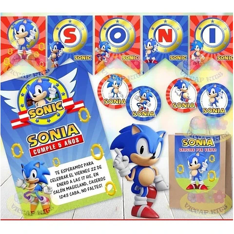 Kit Imprimible Sonic 100% Editable Candy Bar Banderines