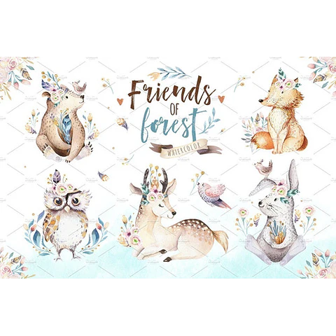 Cliparts Png Animales Del Bosque Acuarela Watercolor Pa33