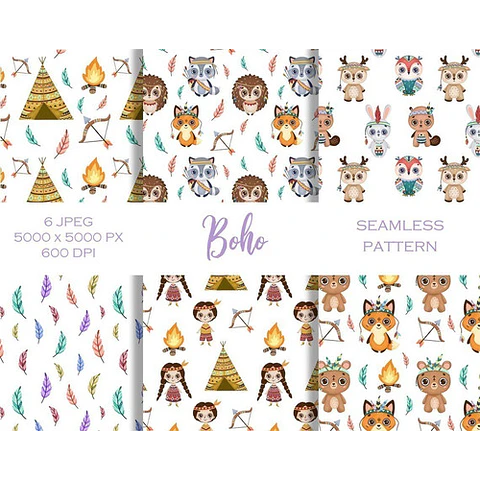 Papeles Digitales Animales Tribales Boho Is5