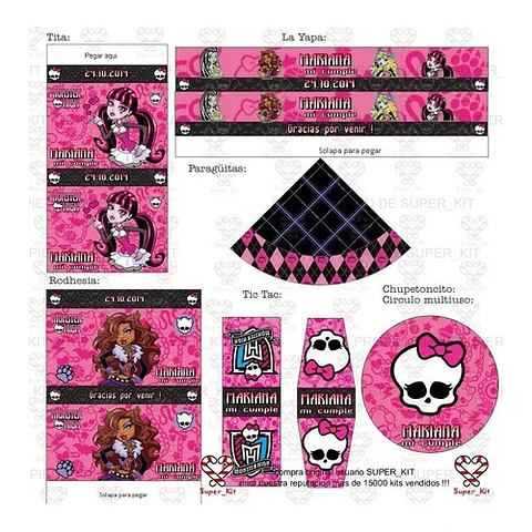 Kit Imprimible Monster High Editable